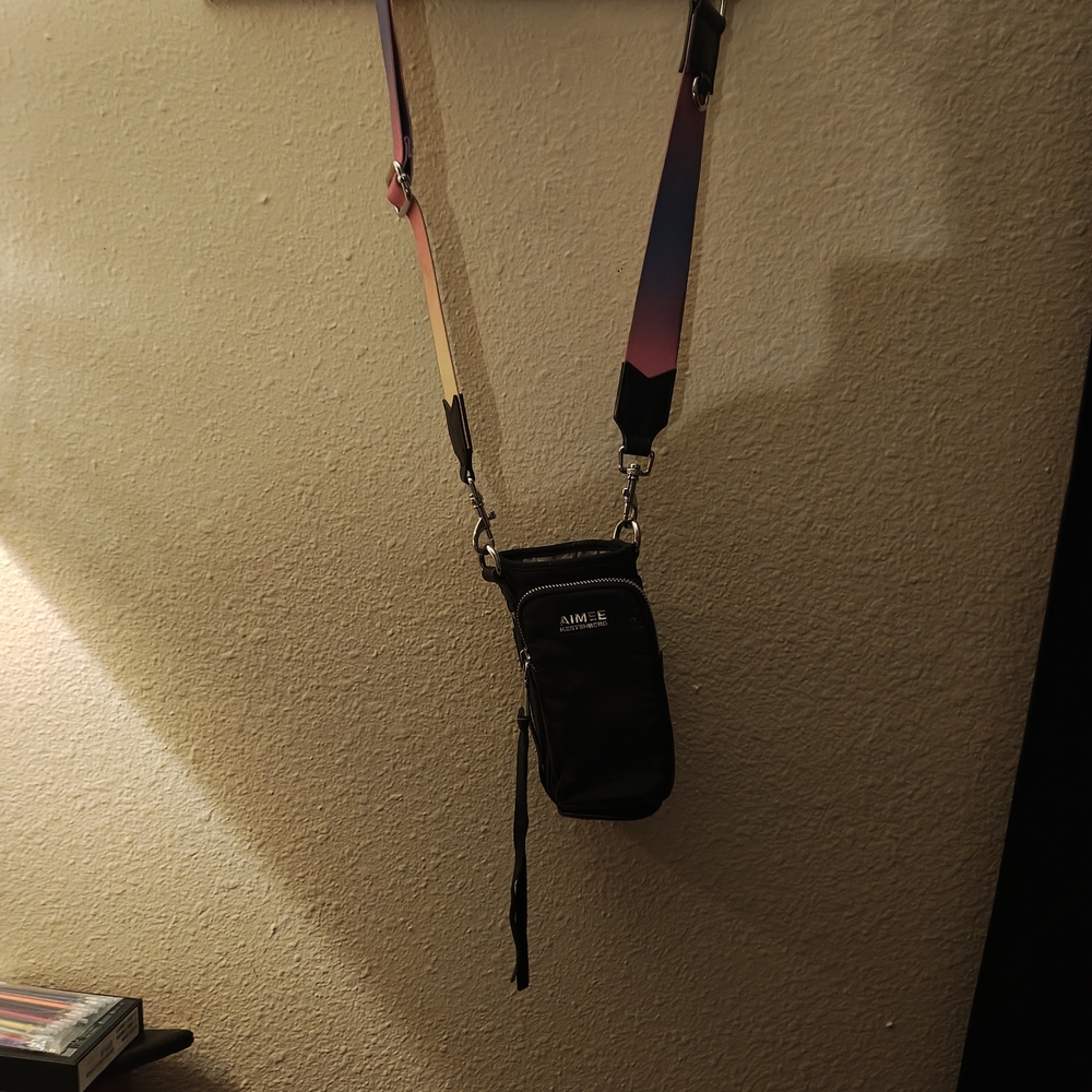 Black Crossbody Bag with Colorful Strap